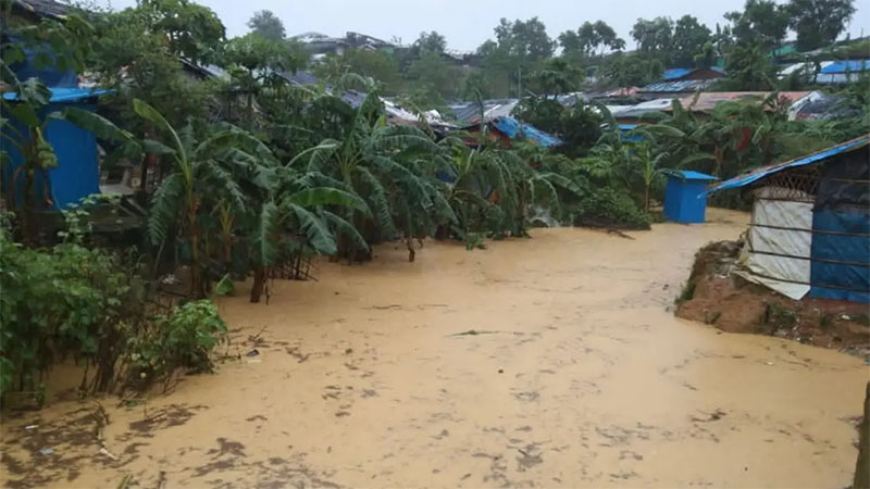 General view of a flooded area following heavy monsoon rains at Cox's Bazar, Bangladesh